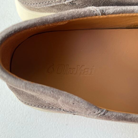 Olukai Ka\'a Suede Loafers Men\'s 9 Gray Drop-In Heel Minimalist Old Money NEW main image 13